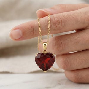 Lab Grown Ruby Heart Pendant Necklace,