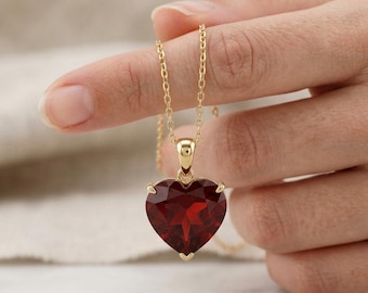 Lab Grown Ruby Heart Pendant Necklace,