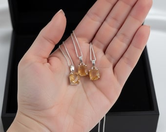 Raw Citrine Pendant Necklace • Natural Crystal, November Birthstone