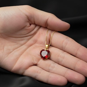 Lab Grown Ruby Heart Pendant Necklace,