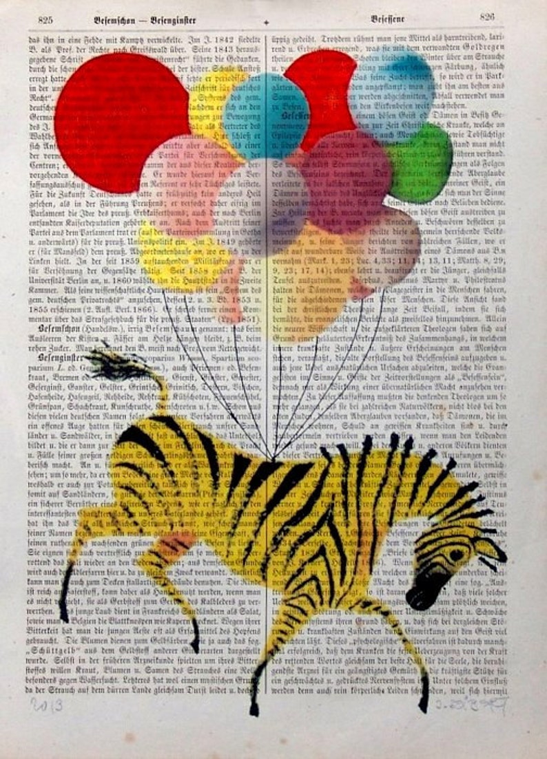 BALLOONIST Print Poster Mixed Media Painting image 1