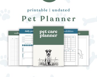 Planificador digital para perros, diario de cuidado de mascotas (PDF)