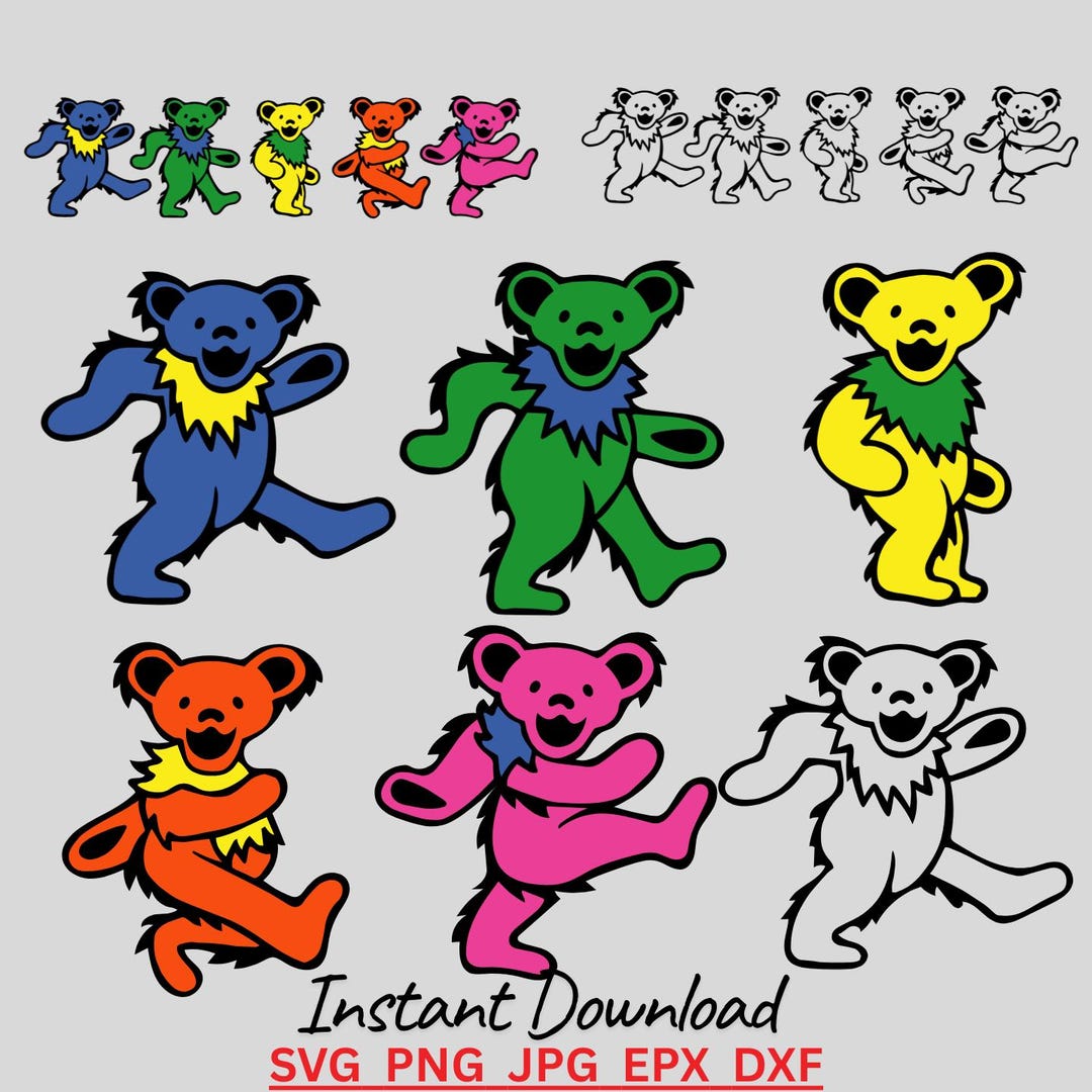 Dancing Bears Vector Dancing Bear Svg Bundle, Groovy Bear Vector Designs, Dancing Bears Png ...