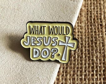Spilla smaltata WWJD • Distintivo della fede cristiana