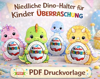 Dinosaur-themed children's birthday surprise egg holder printable | Kids' party favors | Dinosaur birthday favors | PDF download