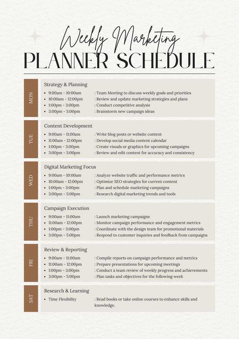 Weekly Schedule Planner Template | Minimalist Beige & Brown Weekly ...