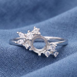 925 Sterling Silver 6mm Round Blank Semi mount Pre Notched Ring For Gemstones Setting DIY and Crafts