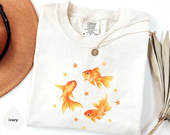 Goldfish T-Shirt, Star Aesthetic, Cute T-Shirt, Beachy Shirt, Grunge Y2K Tee, Cool Vintage Retro T-Shirt Gift, Comfort Colors Unisex T-Shirt