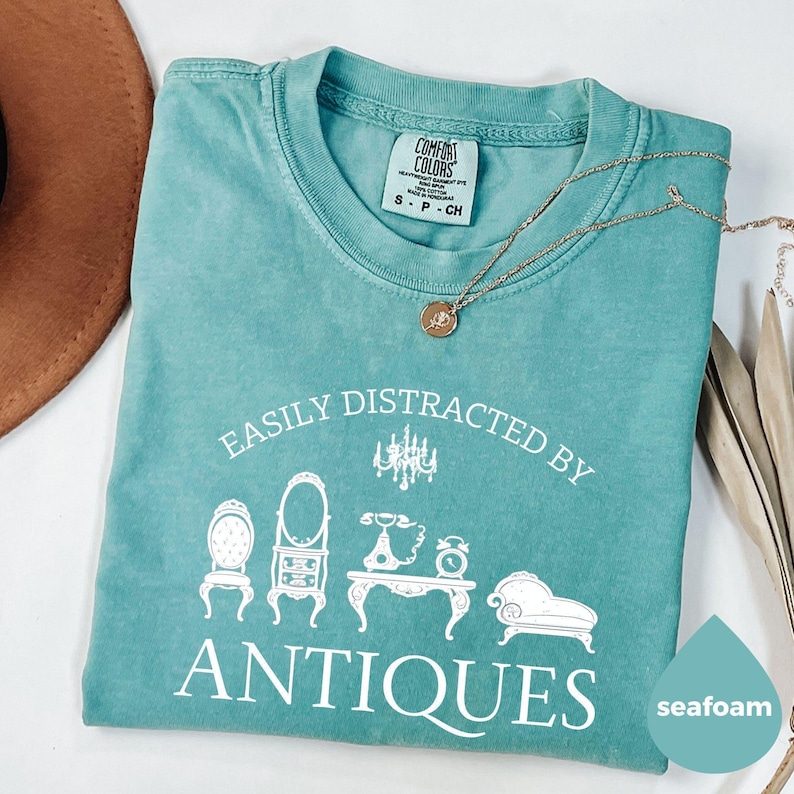 Easily Distracted By Antiques Shirt Comfort Colors®, Funny Antique Lover Tee, Vintage Collector Gift, Retro Style T-Shirt