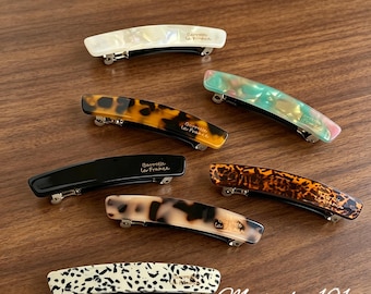 French Curved Acetate Spring Hair Barrettes | Multi‑color Marbled & Solid Tones | Non‑slip Long Hair Clip | Women's Fashion Hair Accessories