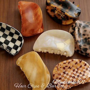 Pinzas rectangulares de acetato para el cabello / Pasadores de carey / Horquillas con textura a cuadros / Pinzas antideslizantes de sujeción fuerte