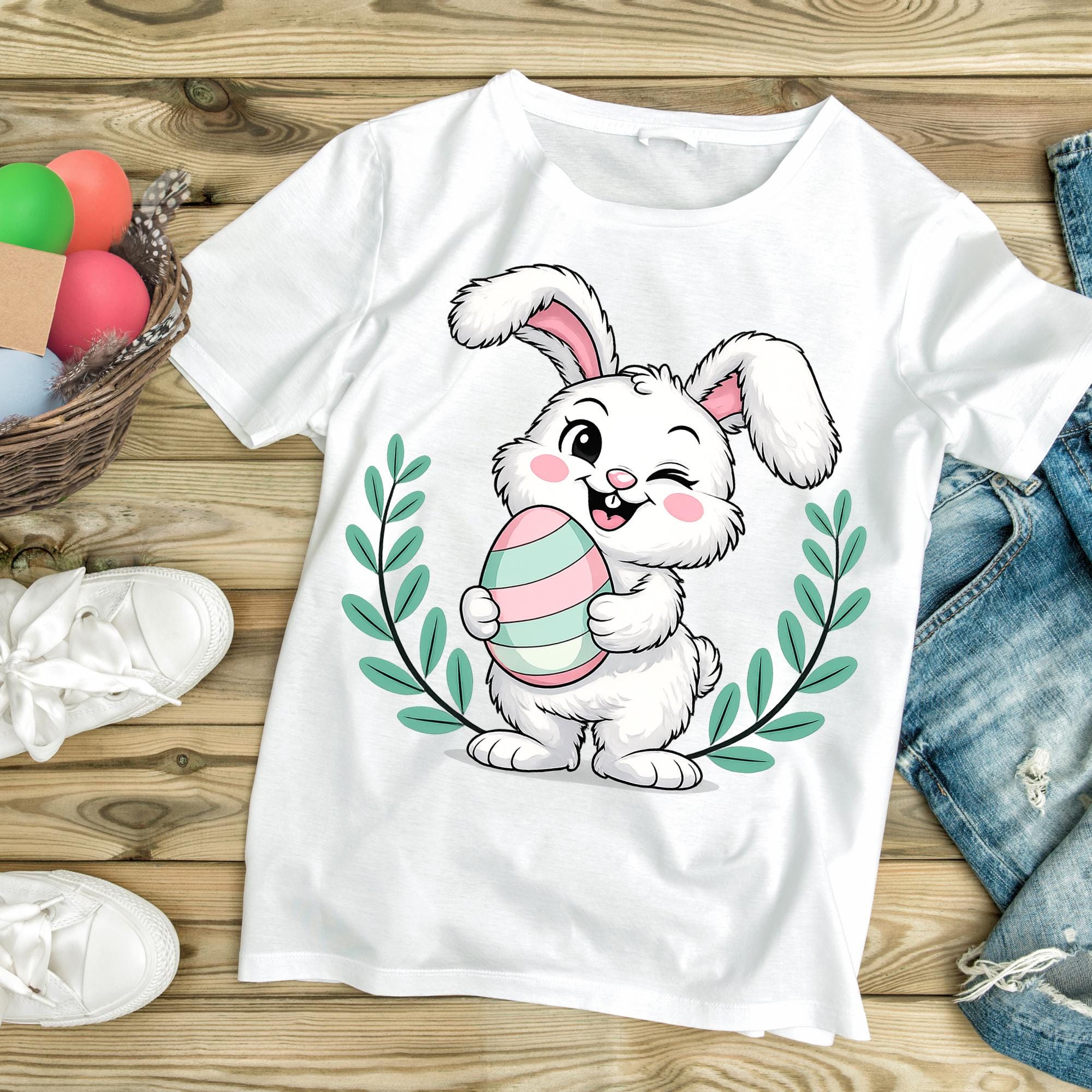 Easter Bunny Clipart PNG Svg Bundle, Cute Bunny Easter Egg Clipart ...