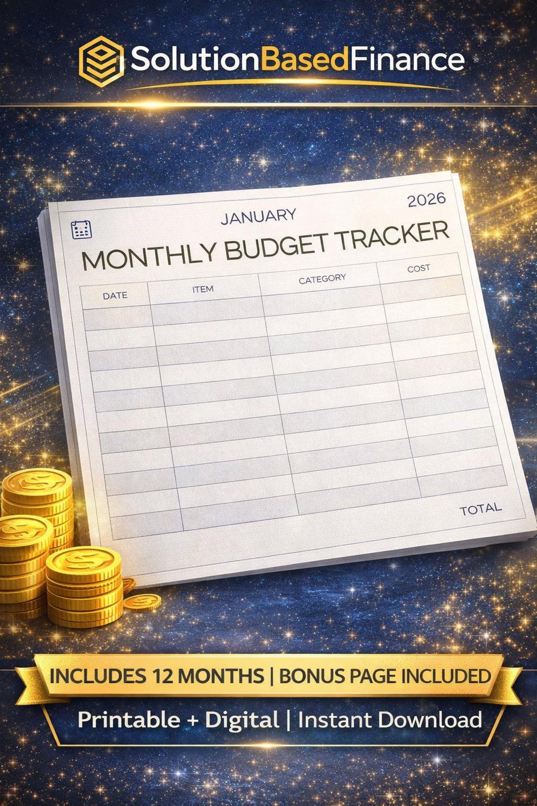 2026 Monthly Budget Tracker Printable | Income, Expense & Bill Sheet ...