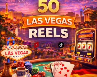 50 vídeos de viajes de Las Vegas en 4K: imágenes nocturnas de la ciudad / Reels de ciudades de EE. UU. para TikTok, Instagram y YouTube Shorts / Descarga digital
