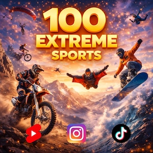 Extreme Sports Video Bundle 100 Clips,Action Adrenaline Footage,Stunt Outdoor Background,Cinematic 4K Extreme Video,Download