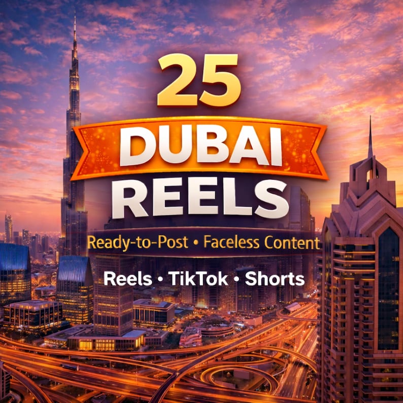 25 Reels de Dubái / Contenido de lujo urbano para Instagram Reels, TikTok y cortos / Videos sin rostro listos para publicar / Descarga digital imagen 1