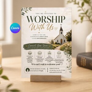 Church Invitation Template, Editable Church Flyer, Worship Service Invite, Sunday Service Poster, Church Event Canva Invite, Ministry Flyer image 3