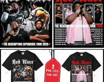 Rod Wave 'Redemption Tour 2025' PNG File (Digital Download) and ready to print.