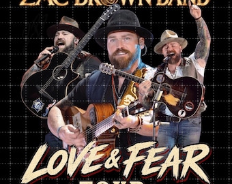 Zac Brown Band Love & Fear Tour 2026 T-Shirt Design (PNG Digital Download)