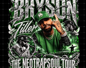 Bryson Tiller, The Neotrapsoul Tour, PNG Shirt Design, Hiphop Rap Bootleg Tee (Digital Download)