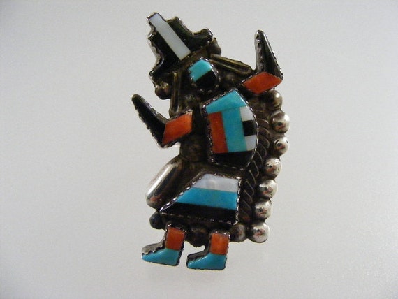 Gary Vacit Vintage Native American Zuni Turquoise Sterling Silver Rainbow Man Pin/pendant Gary Vacit Vintage Native American Zuni Turquoise Sterling Silver Rainbow Man Pin/pendant