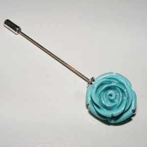 Turquoise Glass Rose Stick Pin Lot 2696