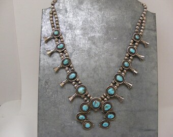 Vintage Turquoise Squash Blossom  Petite Necklace ..... Lot #6867