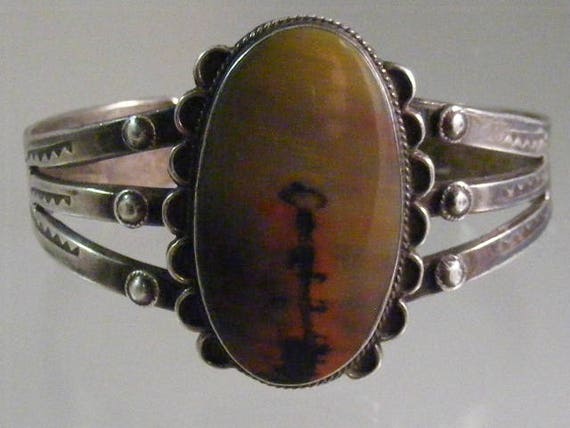 Antique Native American Fred Harvey Era Petrified Wood Cuff  Bracelet.... Lot 5427 View 3