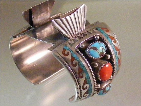 Museum Vintage Navajo Wave Turquoise Native American Jewelry Silver Bracelet Museum Vintage Navajo Wave Turquoise Native American Jewelry Silver Bracelet
