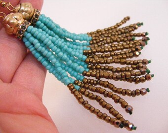 Beaded Tassel Long Dangle Pierced Earrings..... Lot 101022-1