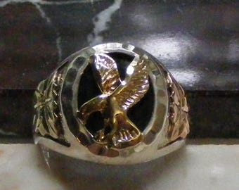 Vintage Tri Color Black Hills Silver Mens Ring..... Lot 6835