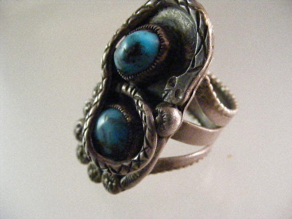 Large Signed Vintage Native American Mens Turquoi… - image 2
