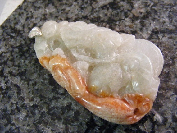 Carved Dragon Panther Bat Lucky Coin Jadeite Pend… - image 2