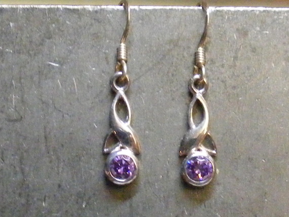 Vintage Celtic Long Triangular Knot Sterling Earr… - image 1