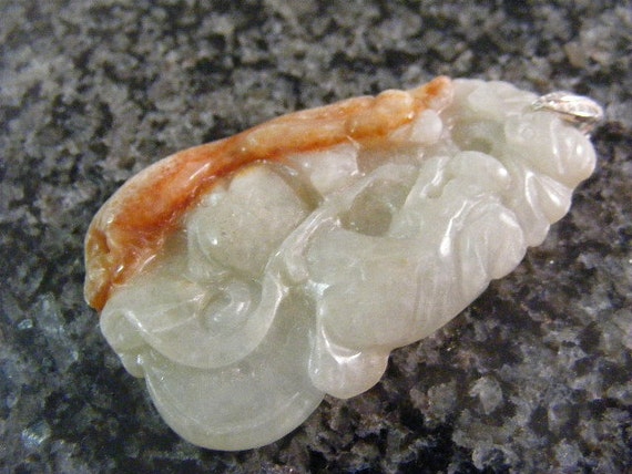 Carved Dragon Panther Bat Lucky Coin Jadeite Pend… - image 3