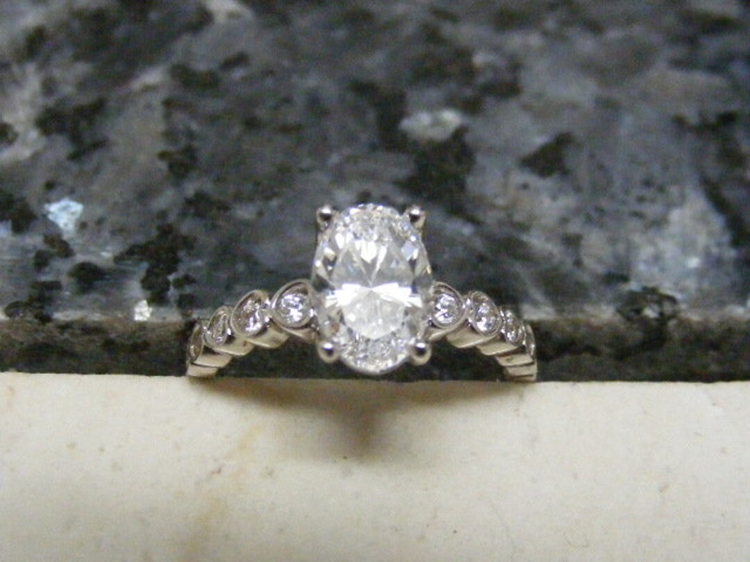 Vintage Cubic Zirconia Fancylarge Oval Cut Engagement Ring in Sterling ...