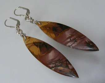 Pendientes colgantes de alambre de plata de ley con jaspe Picasso perforado... Lote 6192