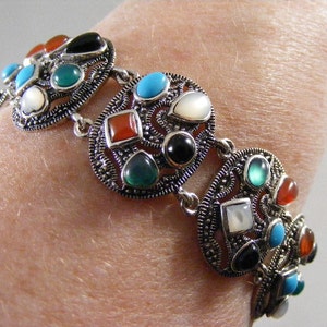 Elegant Vintage Multi Stone Bracelet in Sterling Silver ...  Lot 3867