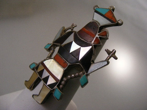 Signed Vintage Zuni Made Apache Gahn Dancer Inlai… - image 4