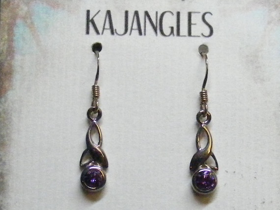 Vintage Celtic Long Triangular Knot Sterling Earr… - image 2