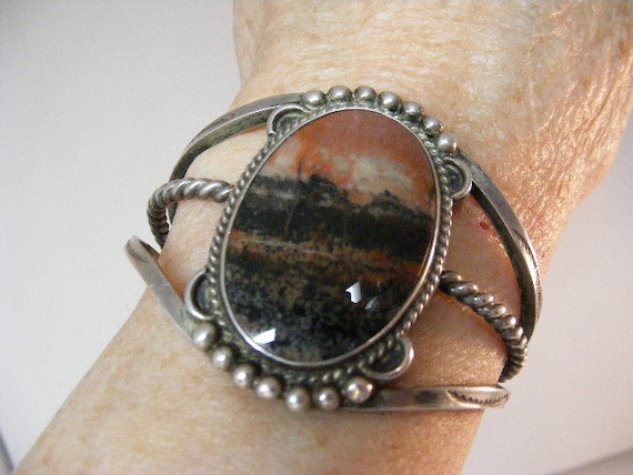 One Of The Chunkiest Vintage Native American Navajo Petrified Wood Sterling Silver Bracelet One Of The Chunkiest Vintage Native American Navajo Petrified Wood Sterling Silver Bracelet