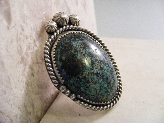 Stunning Extra Large Spider Web Turquoise Ring in… - image 3