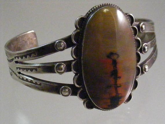 Antique Native American Fred Harvey Era Petrified Wood Cuff  Bracelet.... Lot 5427 View 2