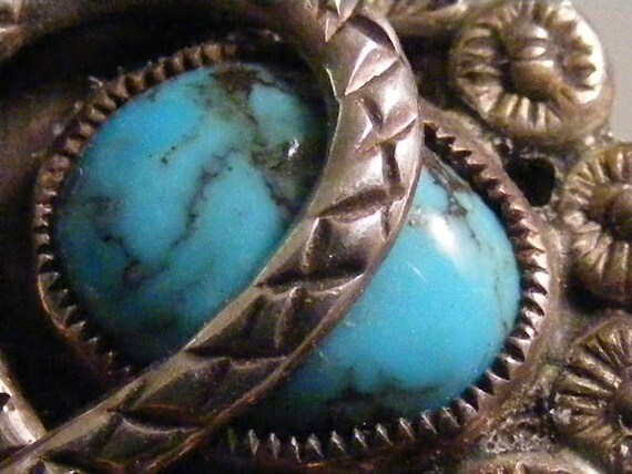Large Signed Vintage Native American Mens Turquoi… - image 7