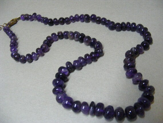 Collier Ancien En Perles D'améthyste Naturelles - Bijou Vintage, Très Bon état 'dans Son Jus'