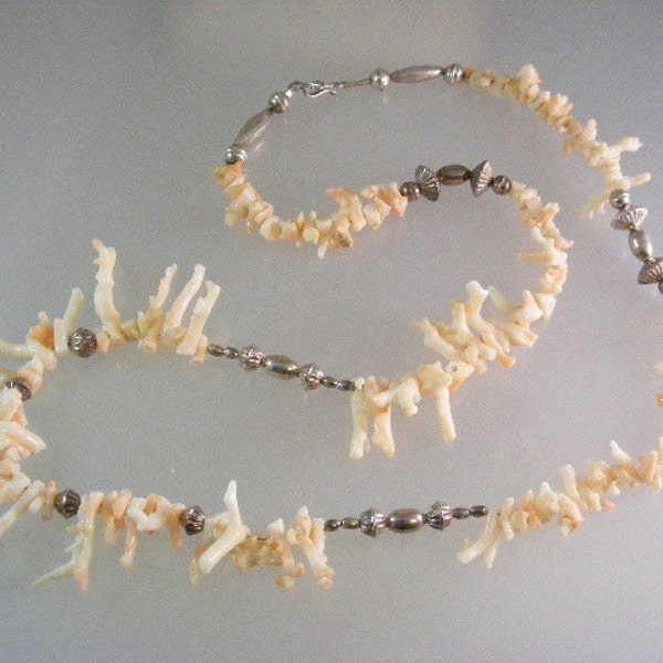 SALE...Was 234.75... NOW 177.75...Vintage Southwest Angel Skin Branch Coral Necklace....  Lot 4975