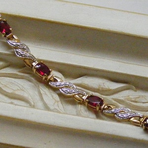 RESERVED for MARISSA…………Synthetic Red Spinel Bracelet in Gilt Sterling Silver Gold Vermeil....  Lot 6073