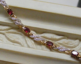 Synthetic Red Spinel Bracelet in Gilt Sterling Silver Gold Vermeil....  Lot 6073