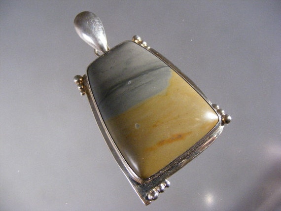 Vintage Large Picture Jasper Pendant in Sterling … - image 1