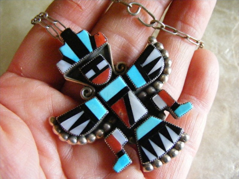 Vintage Zuni Knifewing Inlay Pendant Old Pawn Lot 3042 Etsy